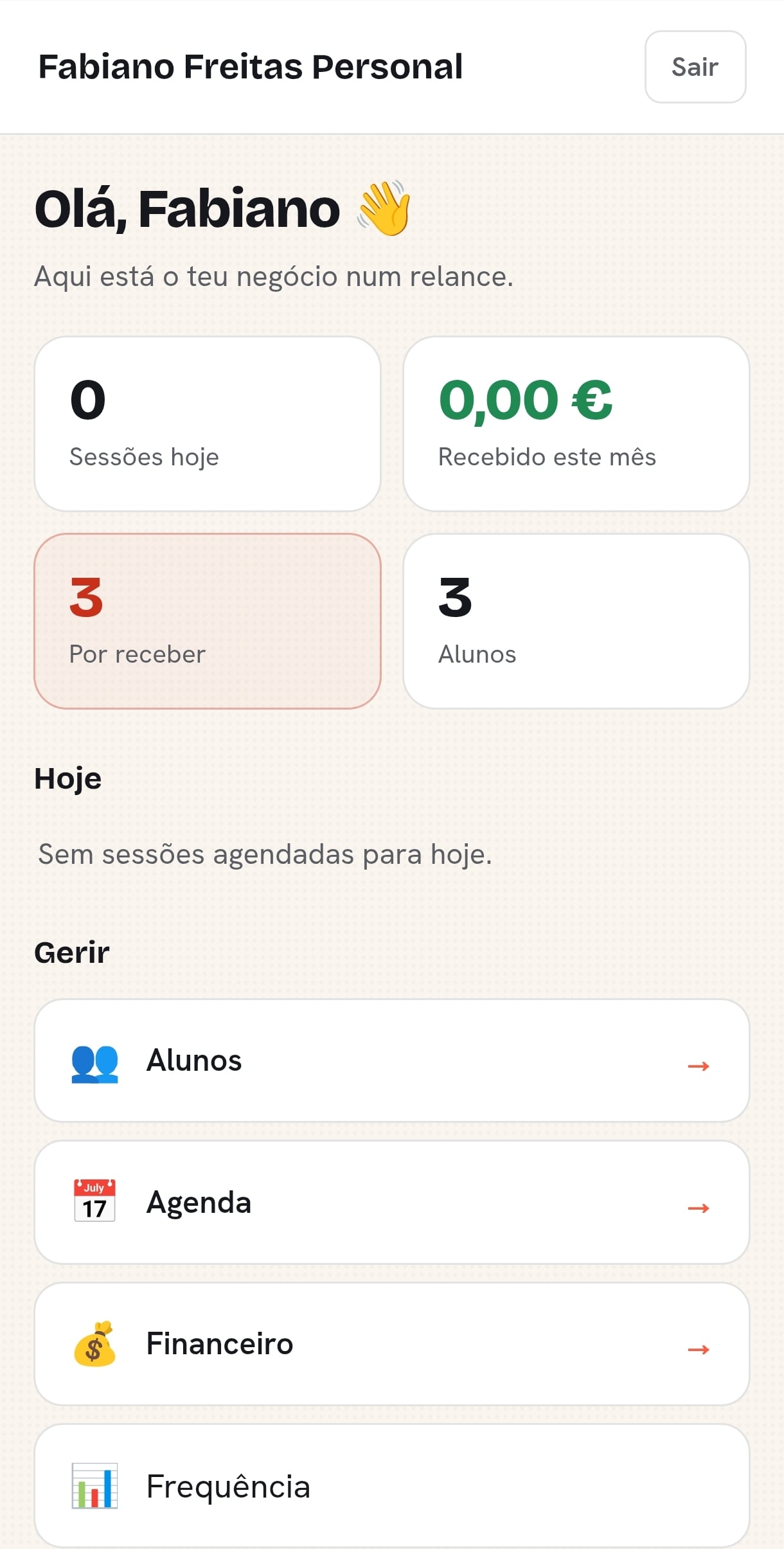 FitOS — Webapp de gestão para personal trainers